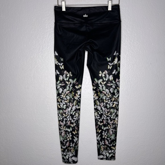 Alo Yoga Gypset Goddess Airbrush Butterflies Glossy‎ Print Leggings Size Small - Picture 4 of 8